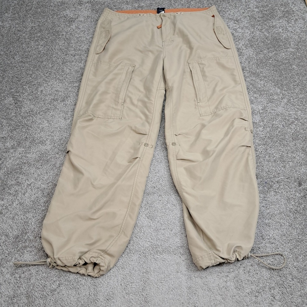 Gap Mens Cargo Parachute Pants Tan Khaki Polyester Utility Drawstring Size L